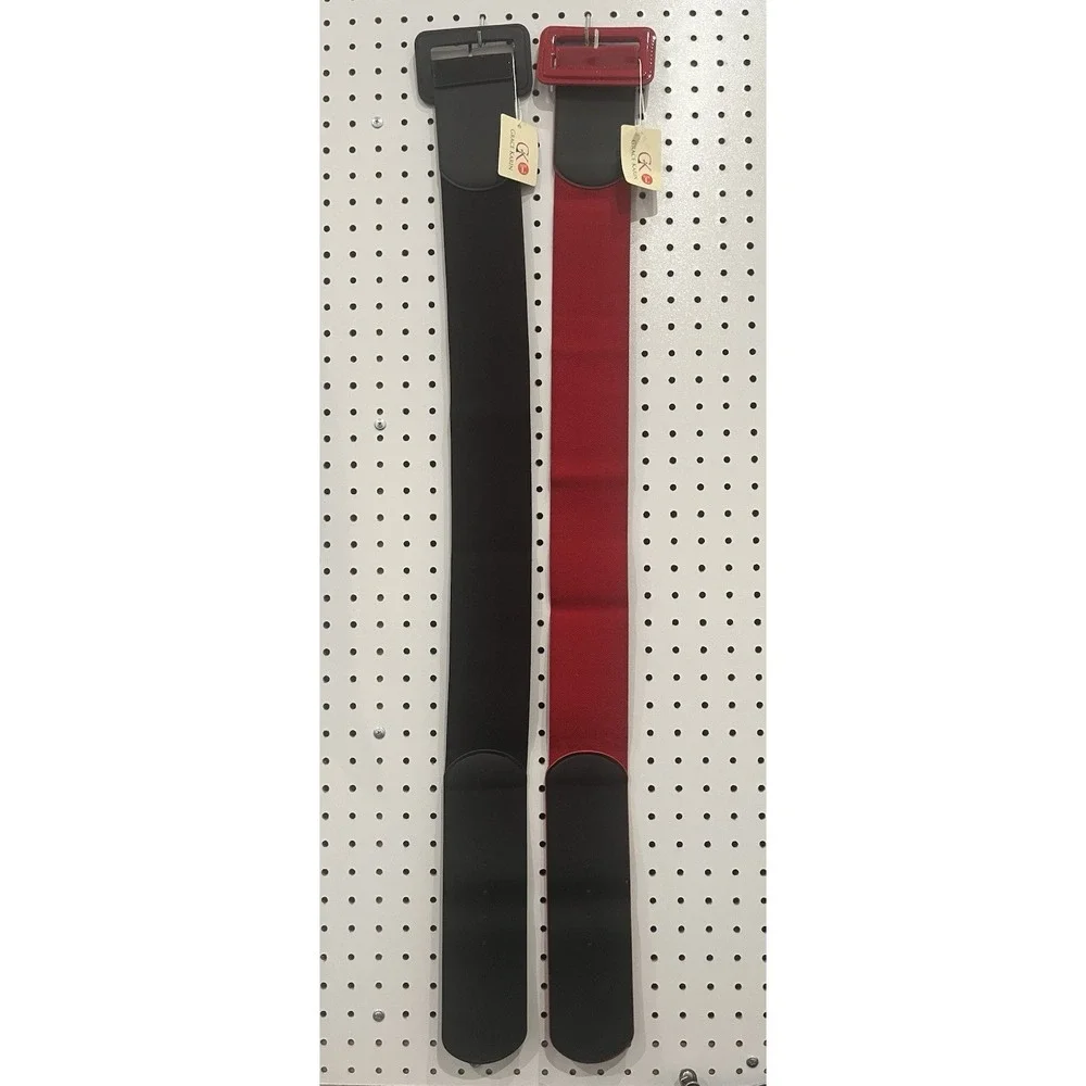Lot Of 2 NWT Size L Elastic Red And Black Grace Karin Belts.‎